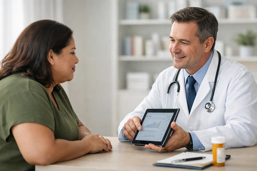 Balanced meal prep with lean protein, vegetables, complex carbs, and hydration supporting GLP-1 + GIP tirzepatide nutrition